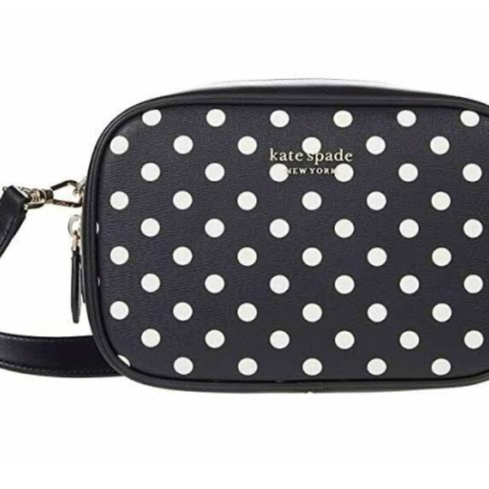 Kate Spade Black White infinite polka Dot Crossbody Camera Bag #MinnieMouse
